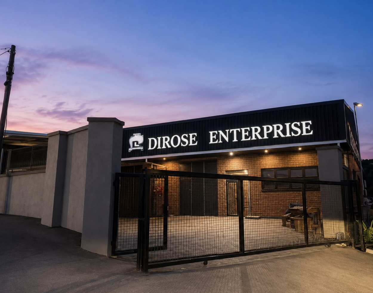 Dirose Enterprise building at dusk