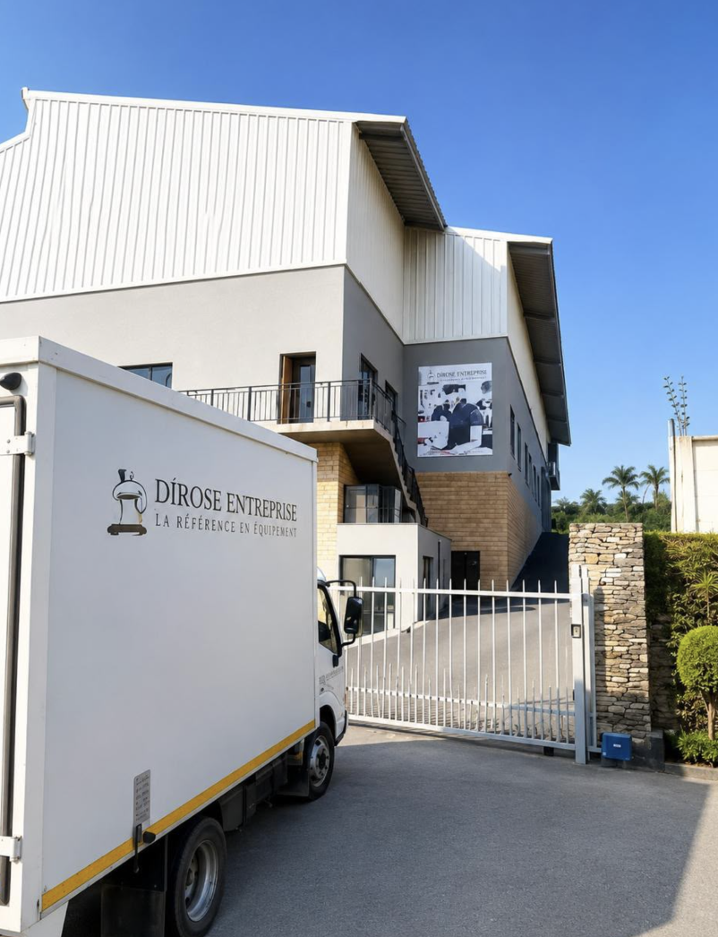 Dirose Enterprise delivery truck at gate