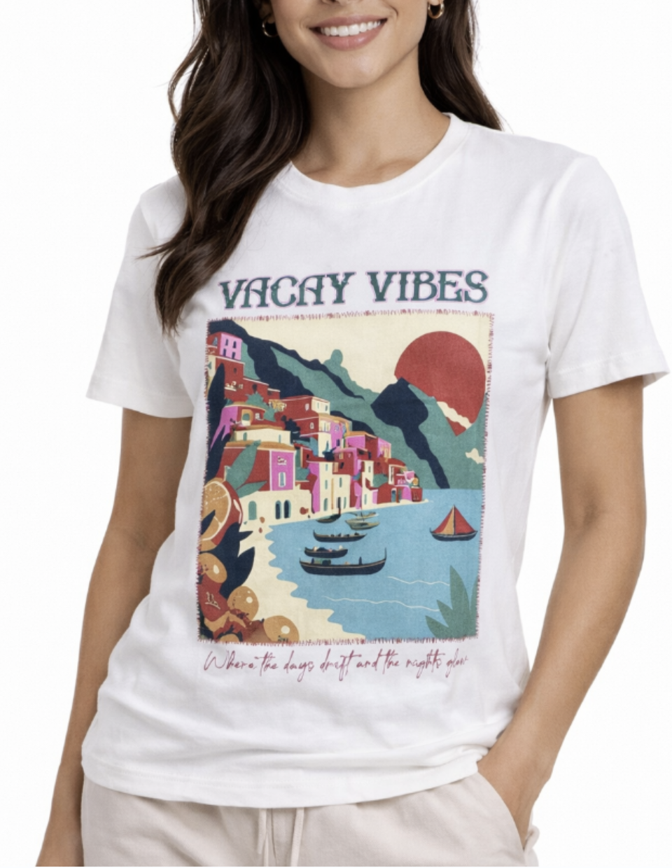 Women's white graphic t-shirt